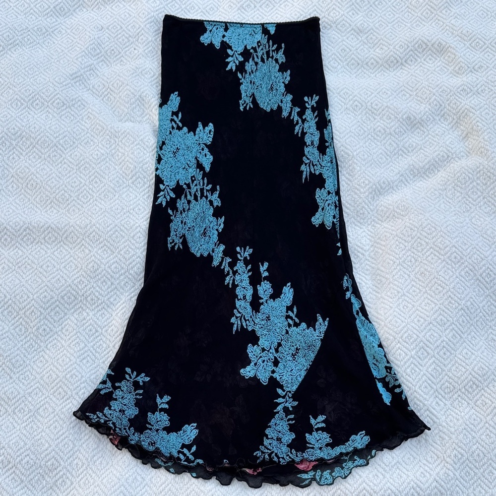 Reversible Chic Asymmetrical Floral Skirt 100% Viscose Sz S - Picture 4 of 5